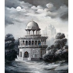 G. N. Qazi, 23 x 27 inch, Acrylic on Canvas, Cityscape Painting, AC-GNQ-093
